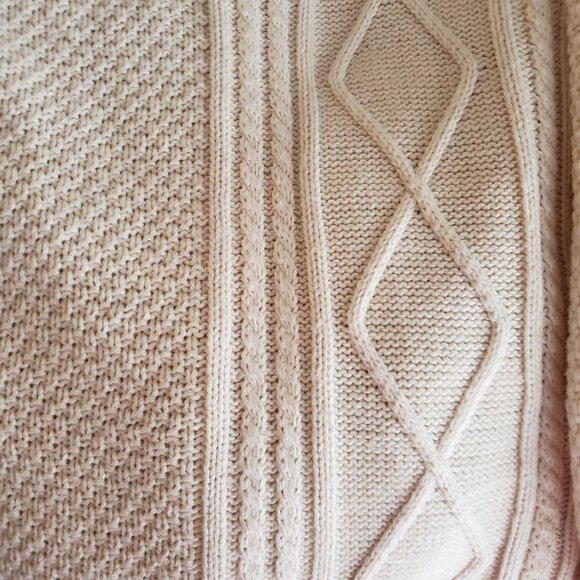 BDG Men's Size L Cotton Blend Fisherman Knit Sweater Elbow Patches LightWeight - Picture 4 of 6